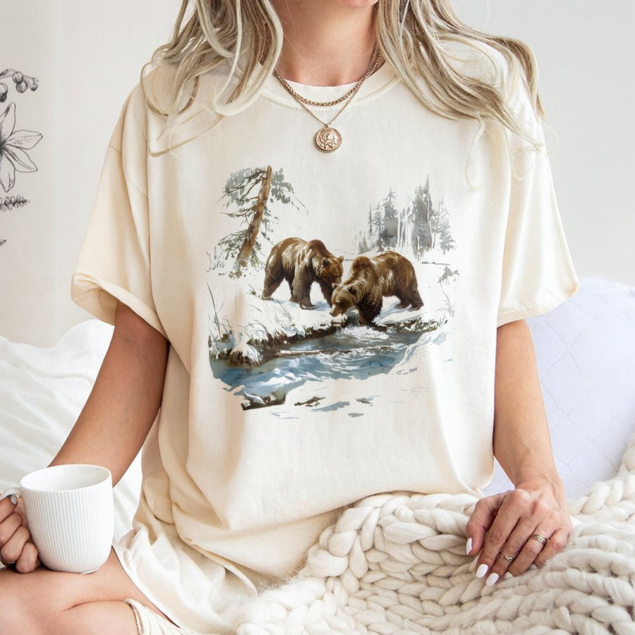 Grizzly Bear T-Shirt | Wilderness Nature Wildlife Graphic | 100% Cotton Premium Tee | Vintage Outdoors Gift For Hikers And Wildlife Lovers