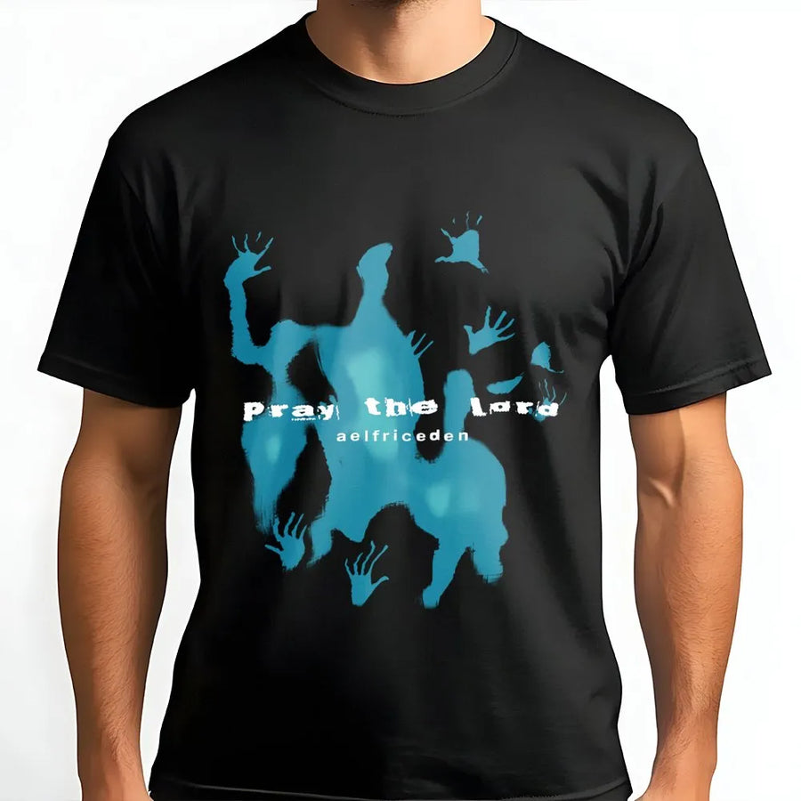 Pray The Lord Graphic T-Shirt | Abstract Handprint Design | Premium Cotton Crewneck | Faith-Inspired Gift for Men and Women