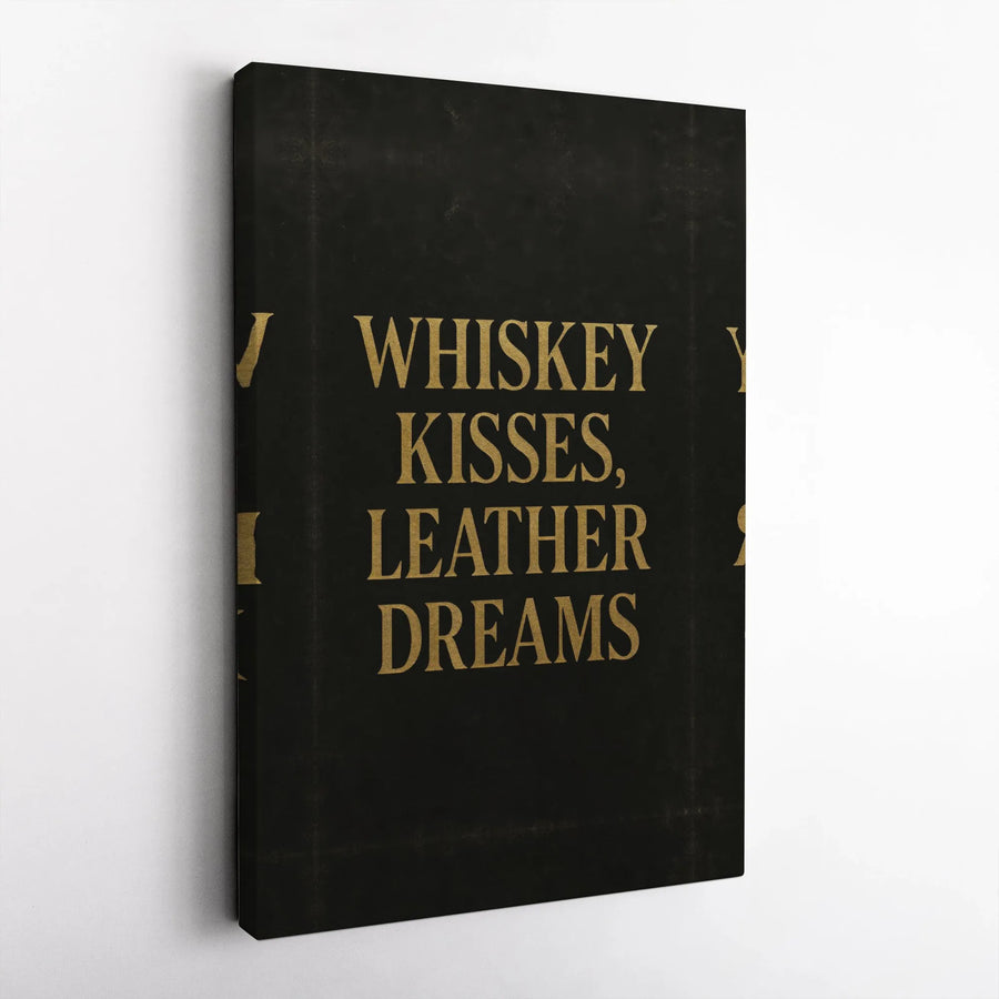 Whiskey Quote Canvas Print | Minimalist Gold Typography Wall Art | Premium Gallery Wrap Canvas | Man Cave Decor & Whiskey Lover Gift