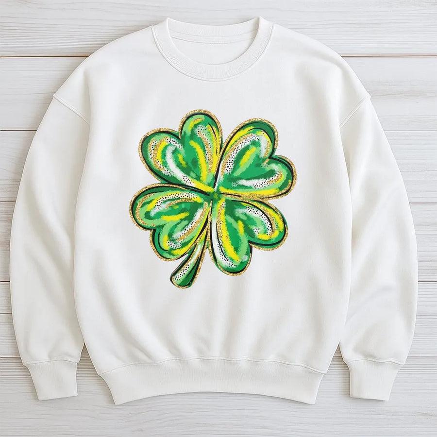 Lucky Shamrock Sweatshirt | St. Patrick's Day Clover Graphic | Premium Cotton Blend | Unisex Irish Gift for Him or Her