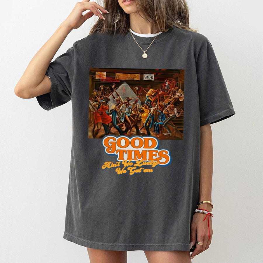 Retro T-Shirt – 1974 Good Times 70s Disco Party Graphic T-Shirt With Have Fun Slogan, Loose Fit Casual Made In Usa, Back To School Menswear Womenswear