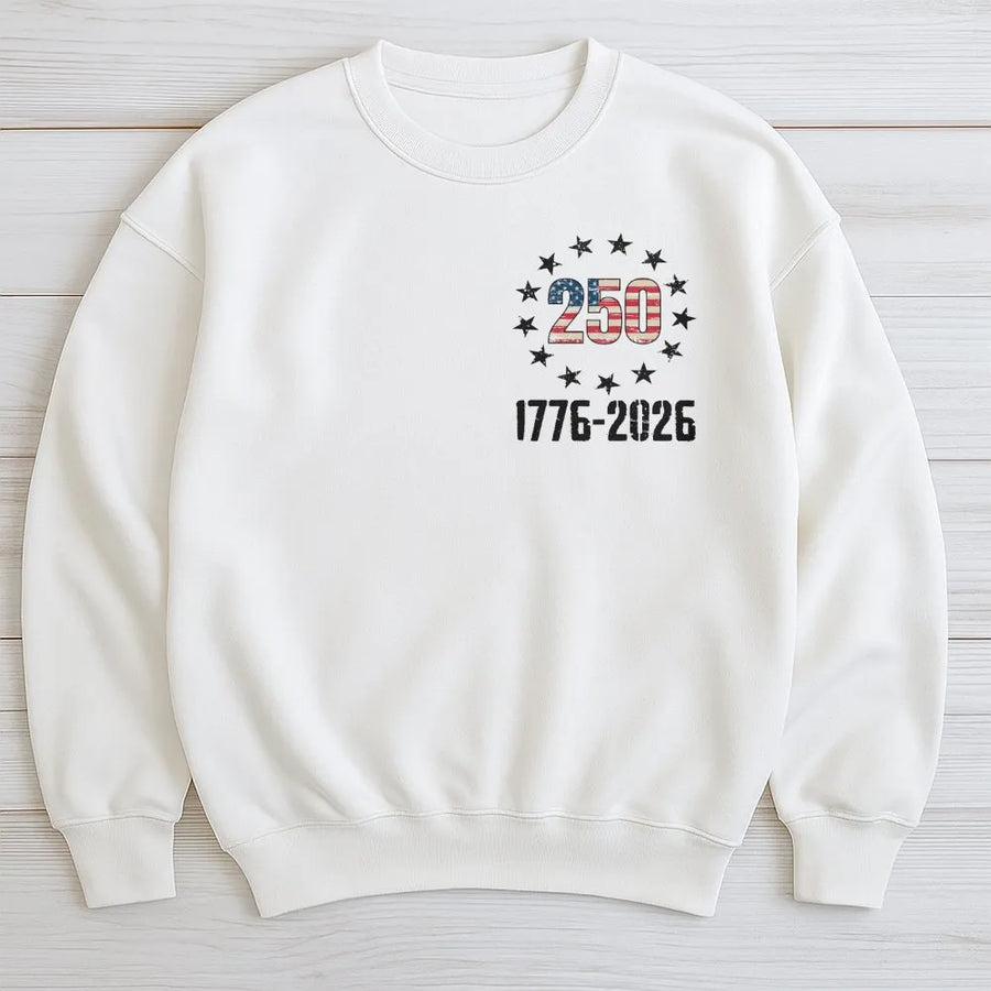 USA 250th Anniversary Sweatshirt | Vintage 1776-2026 Distressed Flag | Soft Cotton Blend Crewneck | Patriotic American Collector's Gift