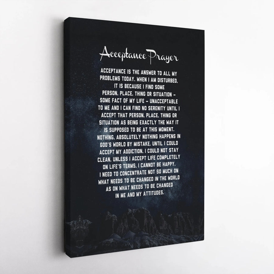 Acceptance Prayer Canvas Wall Art | Serenity Prayer Inspiring Quote | Premium Gallery Wrap Decor | Recovery Gift for Sobriety Support