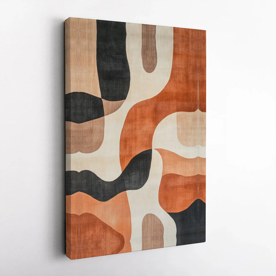 Abstract Organic Shapes Canvas Wall Art | Mid-Century Modern Burnt Orange and Black Print | Premium Gallery-Wrapped Decor | Home or Office Gift
