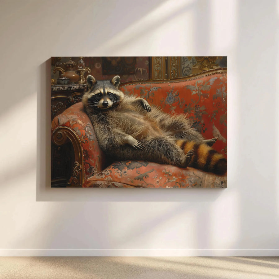 Regal Raccoon Canvas Wall Art | Vintage Animal Portrait Painting | Premium 1.25" Thick Canvas | Funny Home Decor Gift for Animal Lovers