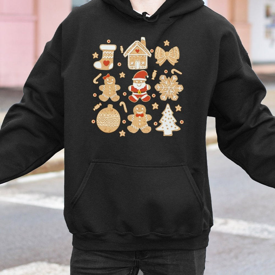 Gingerbread Christmas Hoodie | Cute Holiday Cookie Graphic Print | Premium Cotton Blend Sweatshirt | Cozy Matching Family Gift For Women Men