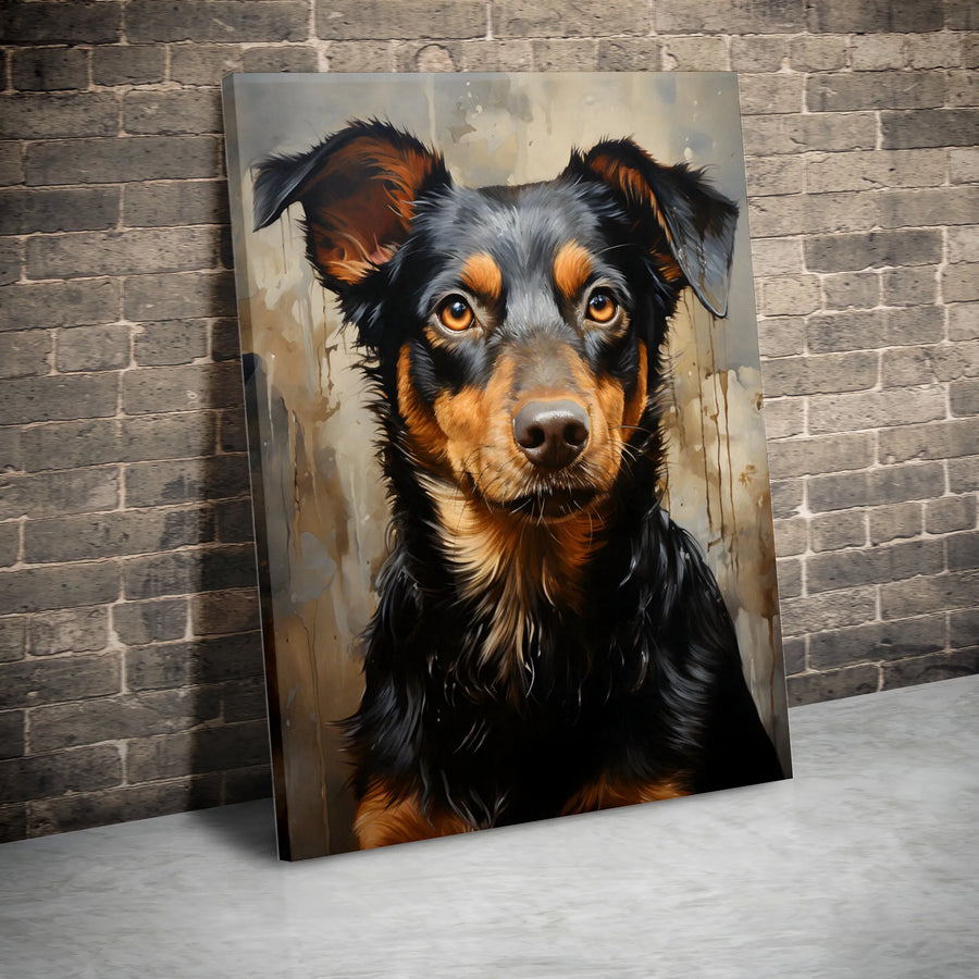 Dog Portrait Vertical Canvas | Artistic Painterly Wall Art | Premium 1.25" Thick Gallery Canvas | Collector's Gift for Dog Lovers