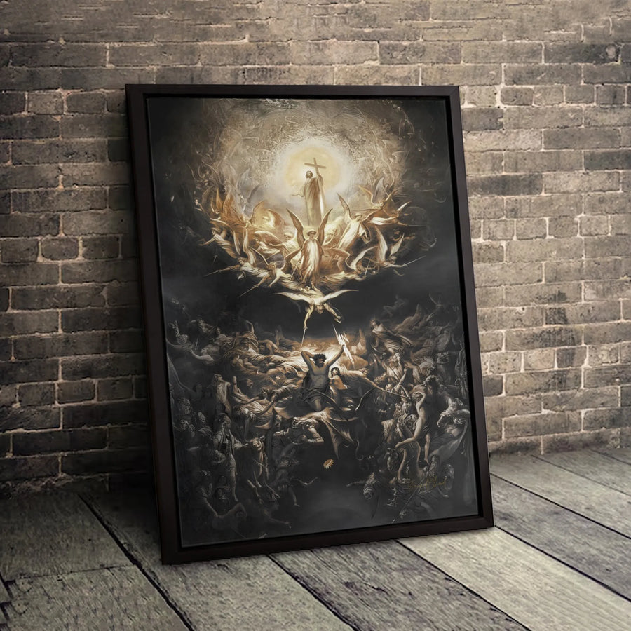 War In Heaven Canvas Print | Biblical Angelic Battle Artwork | Premium Fade-Resistant Wall Decor | Spiritual Religious Gift for Home Office