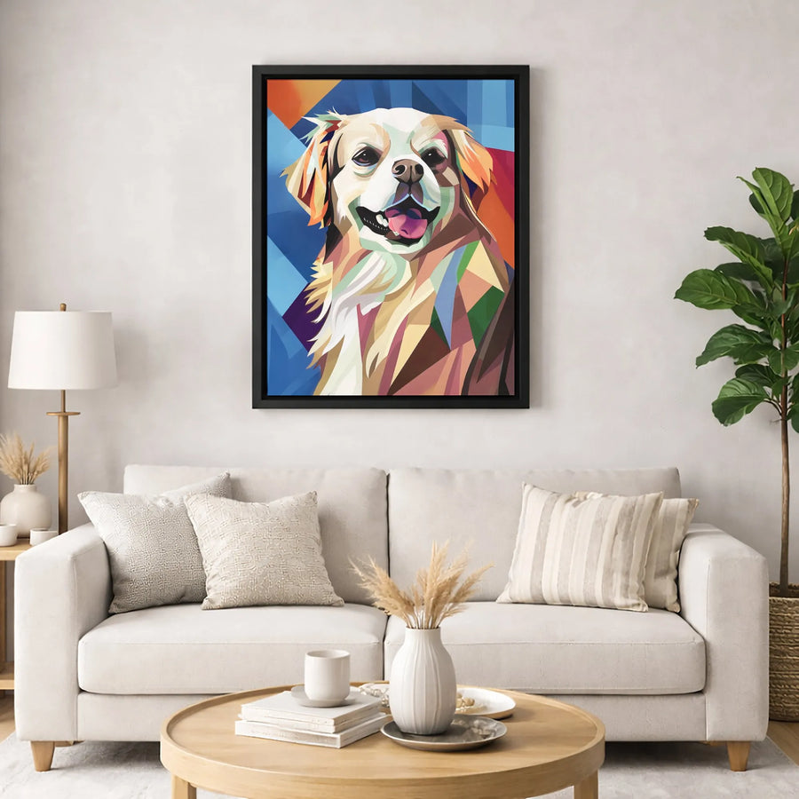 Geometric Dog Portrait Canvas Art | Colorful Polygon Pet Wall Decor | Gallery-Wrapped Premium Print | Modern Dog Lover Gift Idea