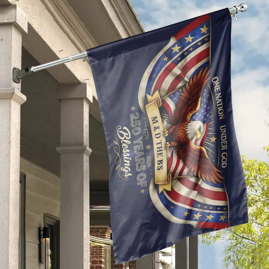 Patriotic Eagle House Flag | 250th Anniversary 1776-2026 Design | Double Sided Weather-Resistant Fabric | Premium Gift for Porch & Yard Decor