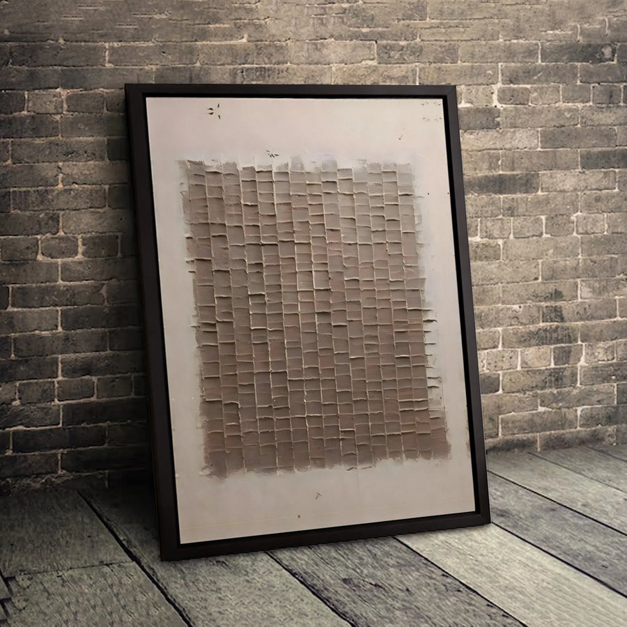 Minimalist Abstract Brown Grid Canvas | Textured Geometric Wall Art | Premium Fade-Resistant Print | Modern Home & Office Decor Gift