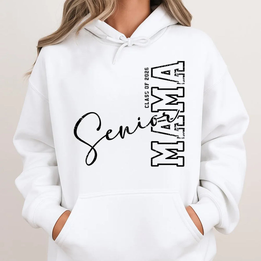 Senior Mama Hoodie Class Of 2026 | Distressed Varsity Graduation Graphic | Soft Cotton-Poly Blend | Proud Senior Mom Gift Pullover