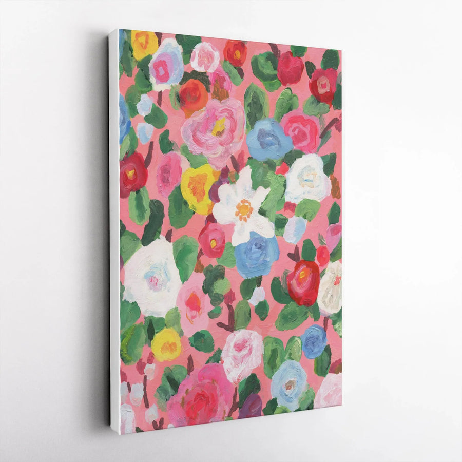 Colorful Floral Canvas Wall Art | Vibrant Abstract Garden Painting | Premium Gallery Canvas | Modern Living Room Decor Gift