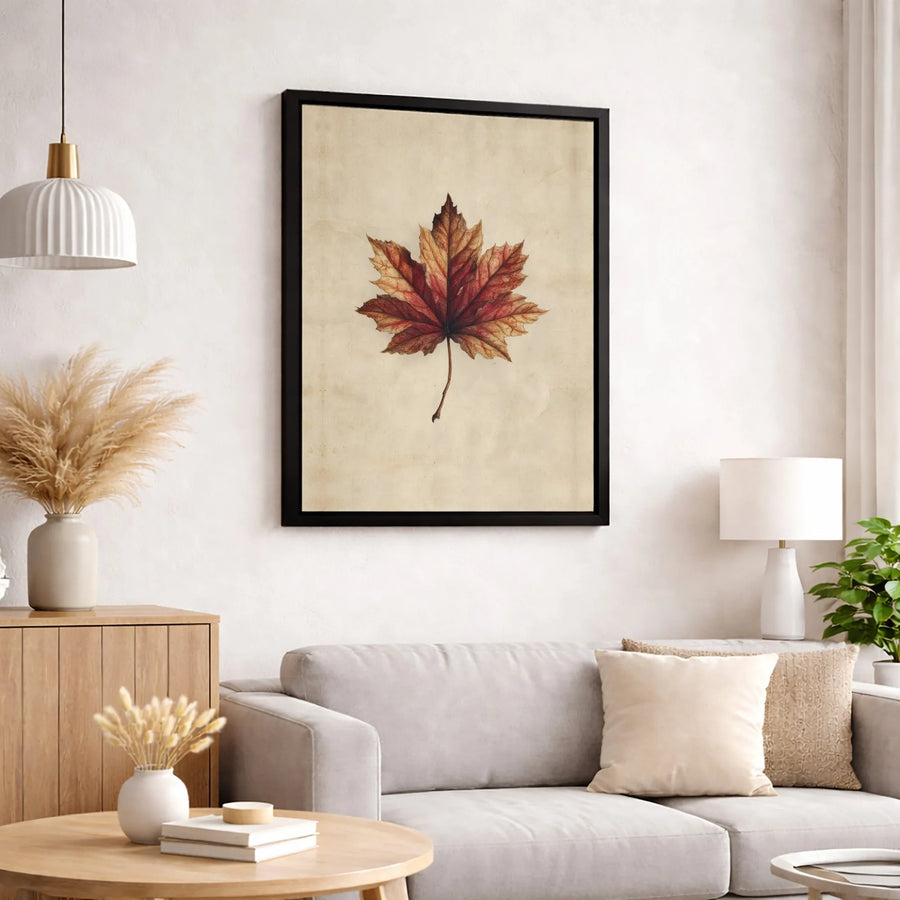 Vintage Autumn Maple Leaf Wall Art | Botanical Illustration Print | Premium Fade-Resistant Canvas | Seasonal Home Decor Gift