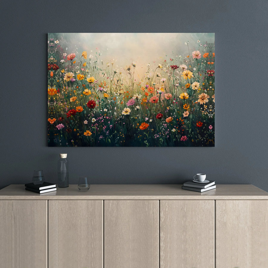 Wildflower Meadow Canvas Wall Art | Impressionist Floral Landscape Print | Premium 1.25" Gallery Wrap | Boho Home Decor Gift for Her