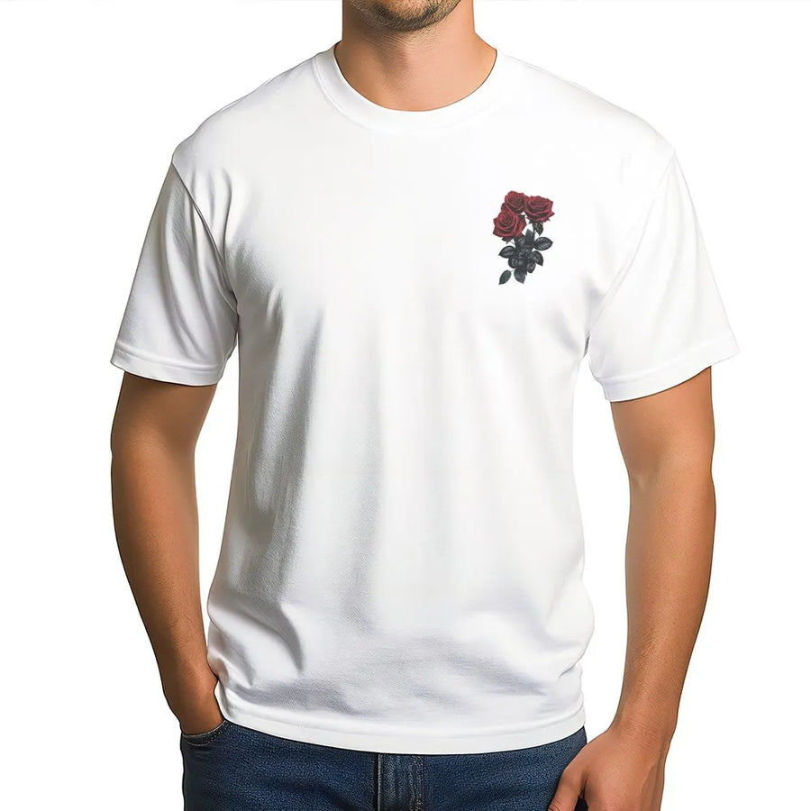 Red and Black Rose T-Shirt | Minimalist Gothic Botanical Art | Premium Cotton Blend | Unisex Goth Streetwear Gift