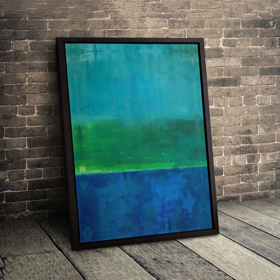 Abstract Teal And Blue Wall Art | Modern Color Block Canvas Print | Premium Fade-Resistant Gallery Wrap | Home Office Decor