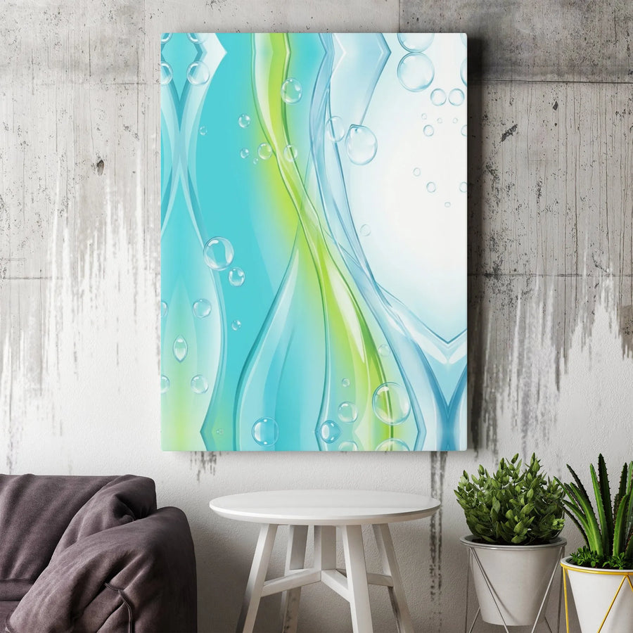 Modern Abstract Canvas Art | Flowing Aqua and Green Liquid Design | Premium Thick Gallery Wrap Print | Contemporary Home & Office Wall Decor