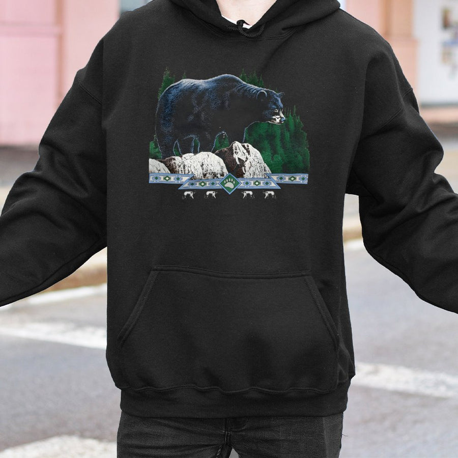 Black Bear Nature Hoodie | Wildlife Forest Graphic Art | Premium Cotton Blend | Gift for Outdoor Lovers and Wilderness Enthusiasts