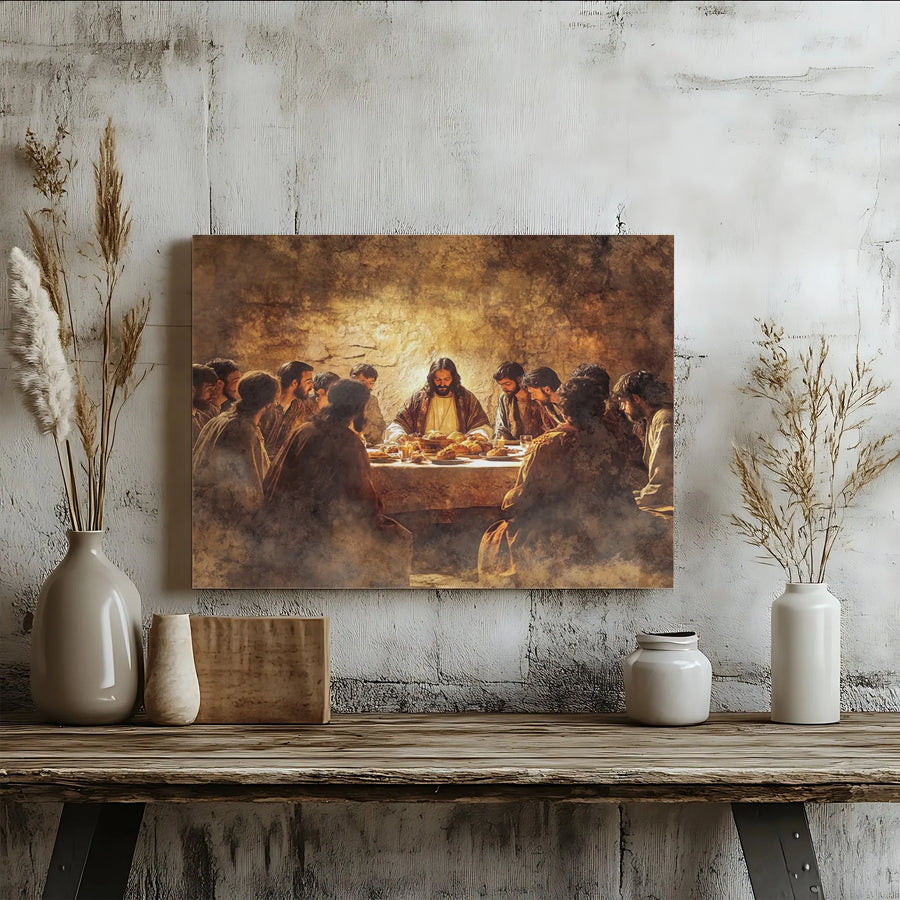The Last Supper Canvas Wall Art | Jesus and Disciples Biblical Scene | Premium Gallery Canvas | Christian Home Decor Gift