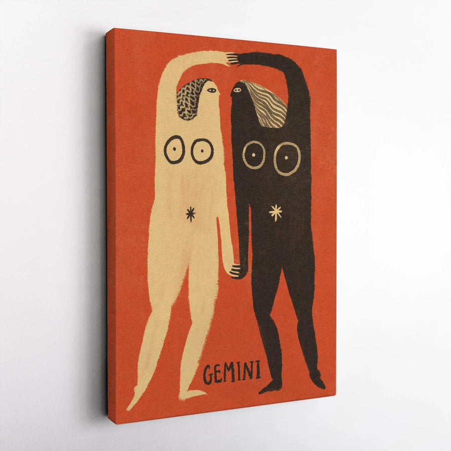 Gemini Zodiac Wall Art | Abstract Twins Astrology Canvas Print | 1.25 Inch Gallery Wrap | Unique Birthday Gift for Her