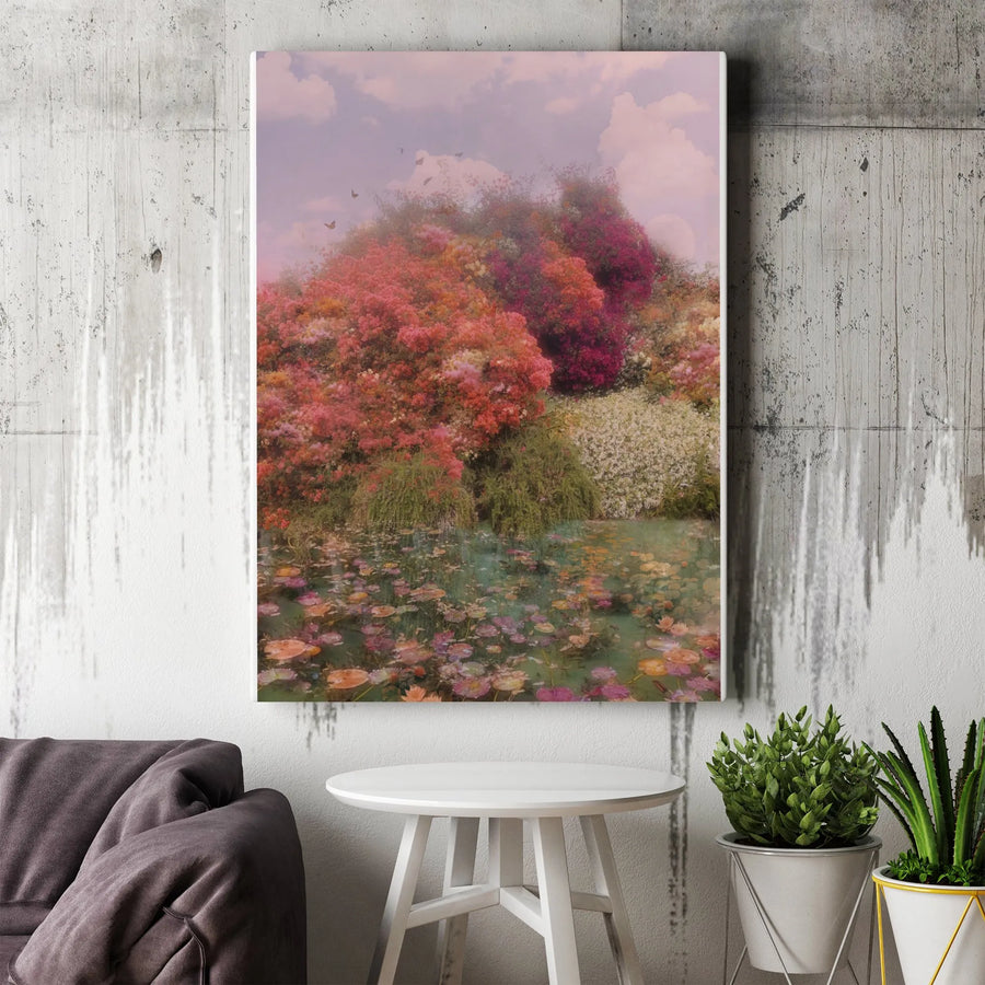 Secret Garden Canvas Wall Art | Dreamy Lily Pond & Butterfly Print | Gallery Quality 1.25" Thick Canvas | Romantic Home Decor Gift