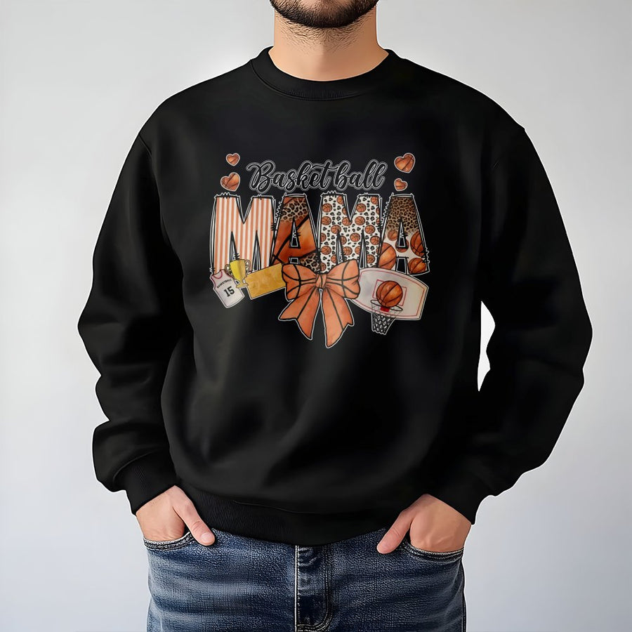 Basketball Mama Sweatshirt | Trendy Leopard Print Sports Design | Premium Cotton Blend | Game Day Gift for Basketball Moms
