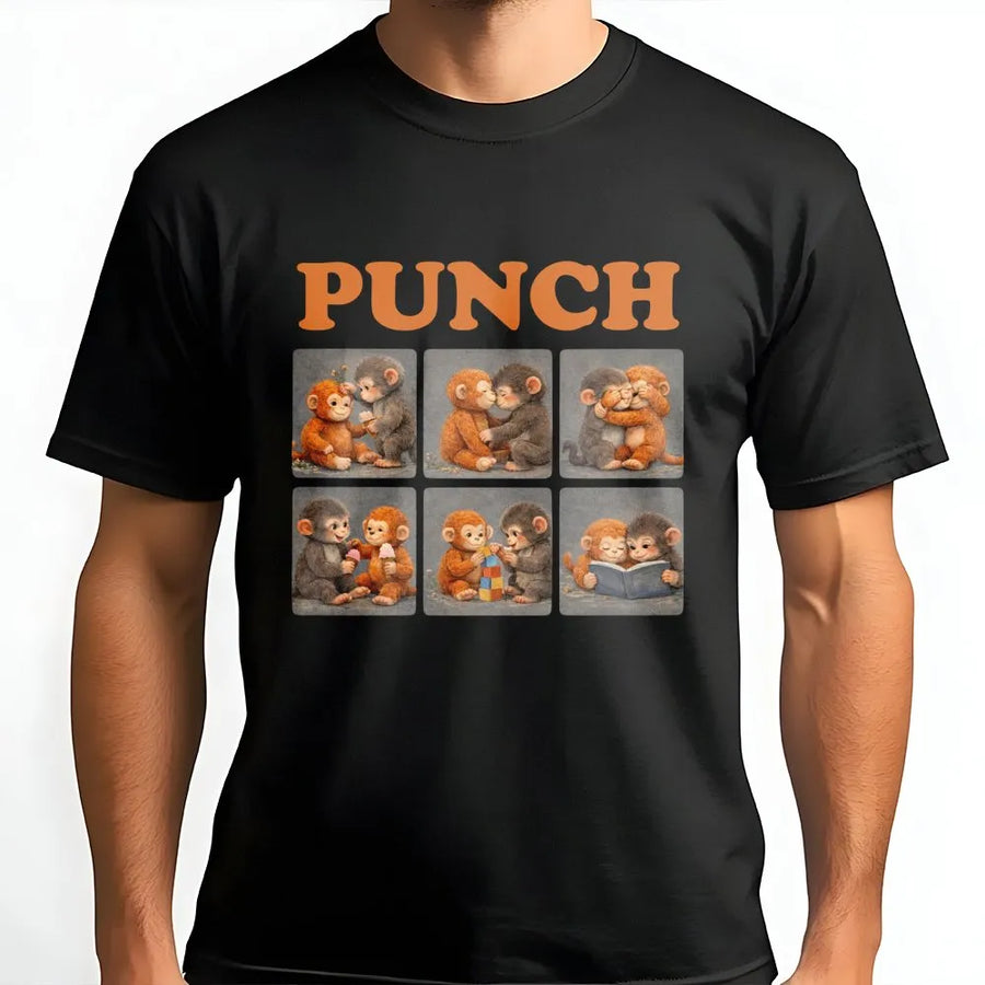 Monkey Graphic T-Shirt | Cute Plush Toy Animal Collage | 100% Soft Cotton Premium Tee | Unique Aesthetic Gift for Animal Lovers