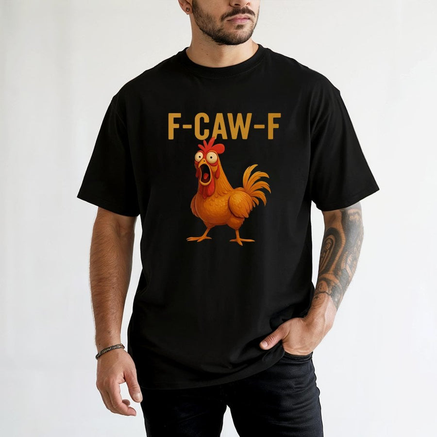 Funny Chicken T-Shirt | F-CAW-F Screaming Rooster Graphic | Premium Soft Cotton Unisex Tee | Humorous Farm Animal Gift for Chicken Lovers