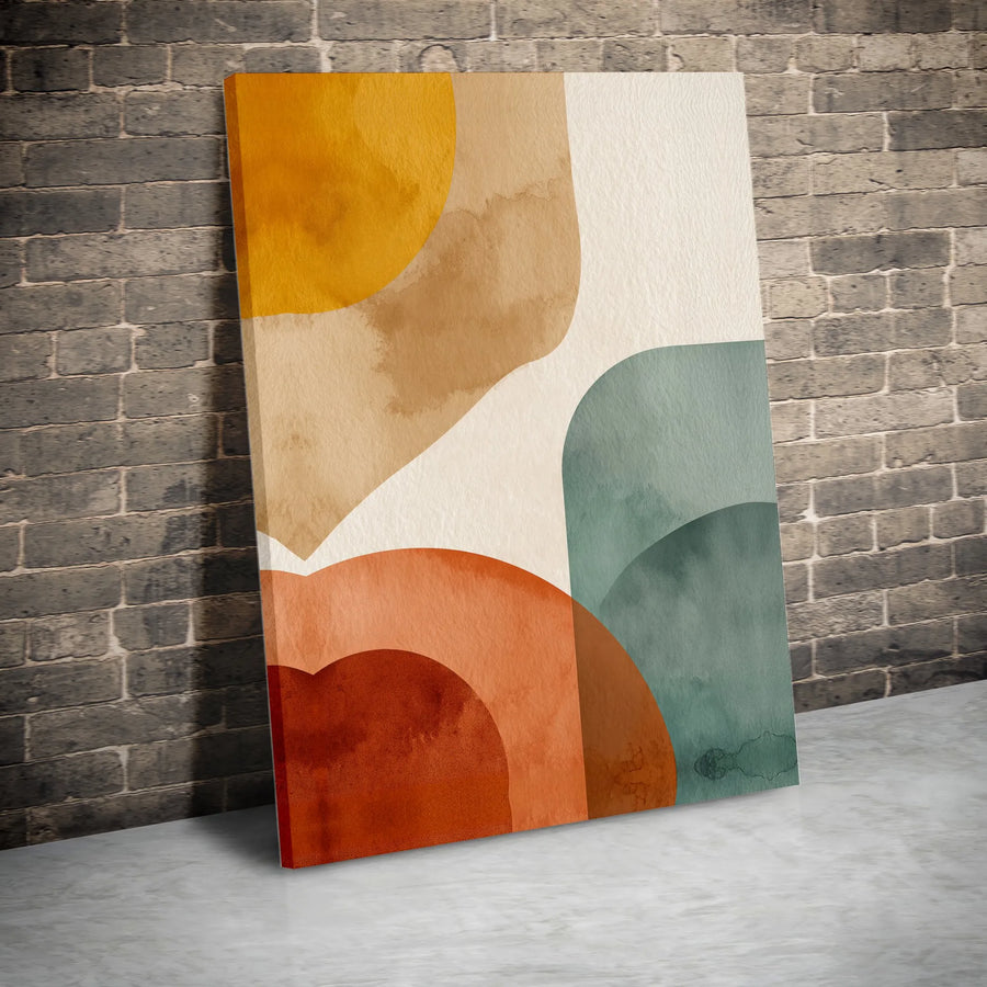 Abstract Watercolor Canvas Wall Art | Earth Tone Geometric Shapes | Premium Gallery-Wrapped 1.25 Inch Profile | Modern Minimalist Home Decor Gift