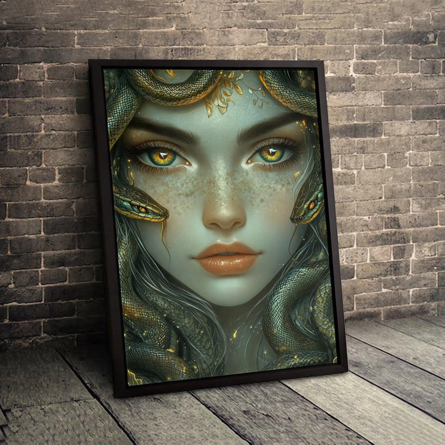 Medusa Wall Art Canvas | Enchanting Snake Hair Portrait | Gallery-Quality 1.25 Inch Profile | Greek Mythology Decor Gift