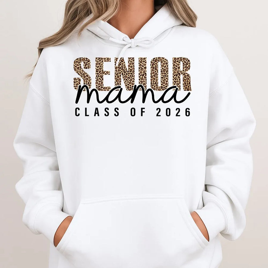 Senior Mama Hoodie | Leopard Print Class of 2026 Graphic | Soft Cotton-Blend Premium Apparel | Graduation Gift for Proud Mom