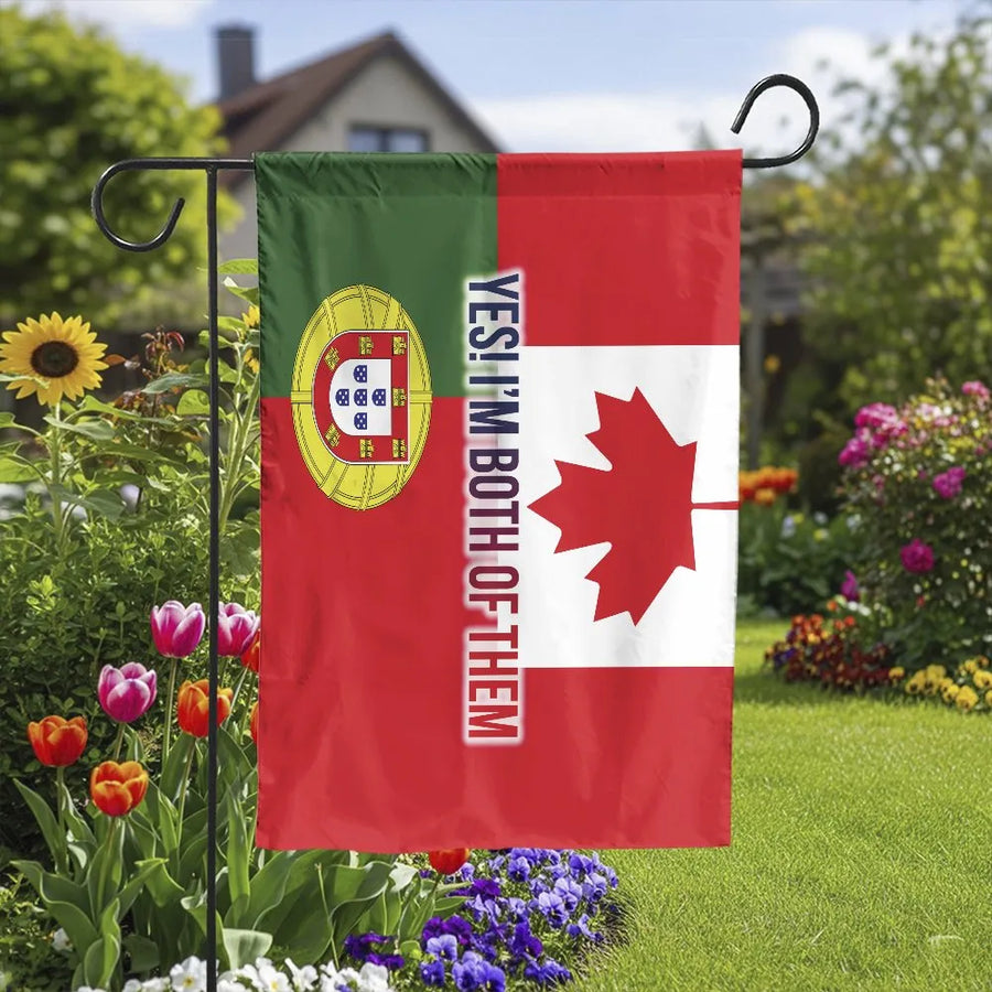 Canada Portugal Heritage Garden Flag | Yes I'm Both Of Them Dual Citizen Double Sided Design | Weather-Resistant Premium 2-Layer Polyester | Patriotic Outdoor Decor Gift