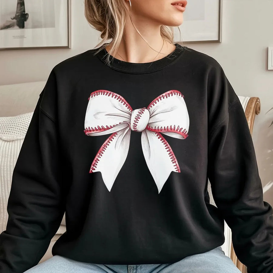 Baseball Mom Sweatshirt | Coquette Bow Graphic Design | Premium Cotton Blend | Gift for Baseball Fans and Game Day Outfit