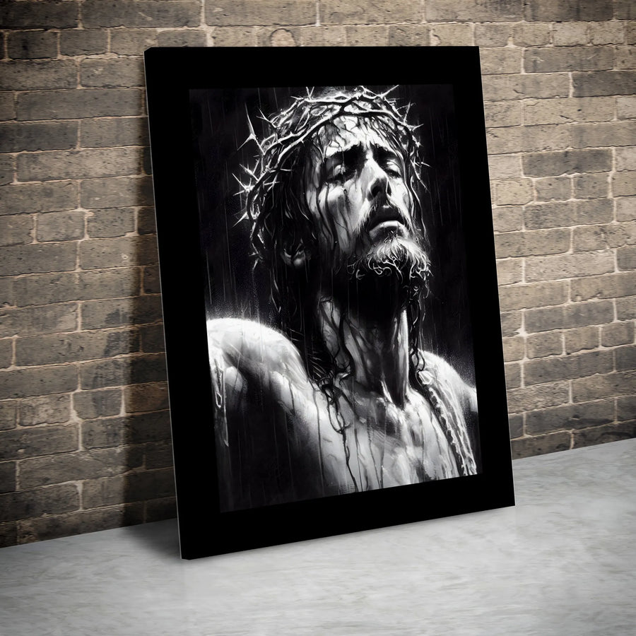 Jesus Christ Canvas Wall Art | Black and White Crown of Thorns Portrait | Premium Christian Home Decor | Inspirational Religious Gift for Believers