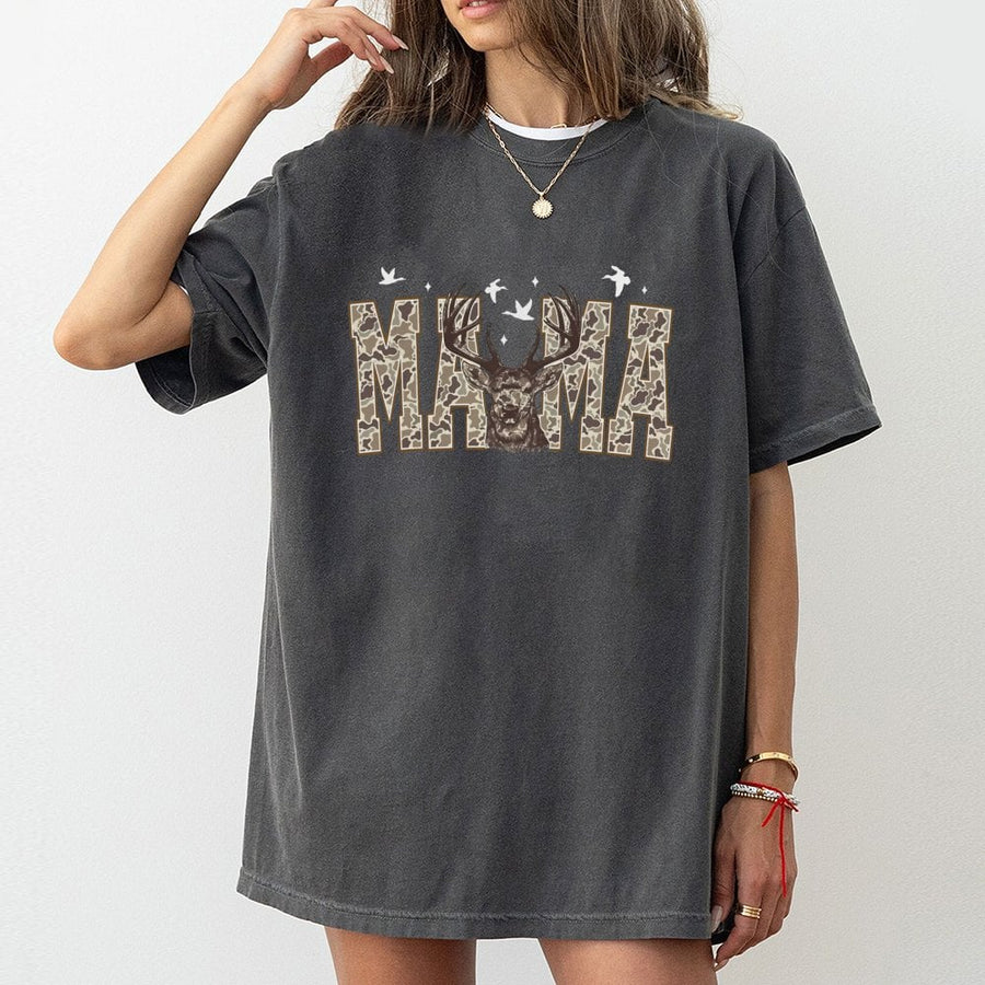 Mama Deer T-Shirt | Camo Hunting Mom Graphic | 100% Cotton Premium Comfort | Country Style Gift for Outdoor Moms