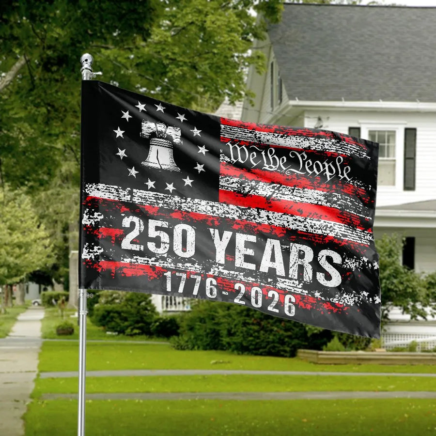 250th Anniversary House Flag | We The People 1776-2026 Liberty Bell Design | Double-Sided Premium Polyester | Collector's Patriotic Yard Decor