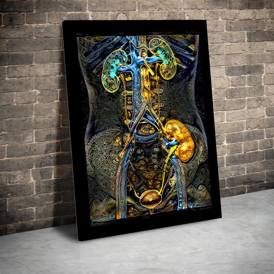Human Urinary System Canvas Art | Ornate Anatomical Kidney & Bladder Print | Premium Gallery-Wrapped Wall Decor | Medical Professional Gift