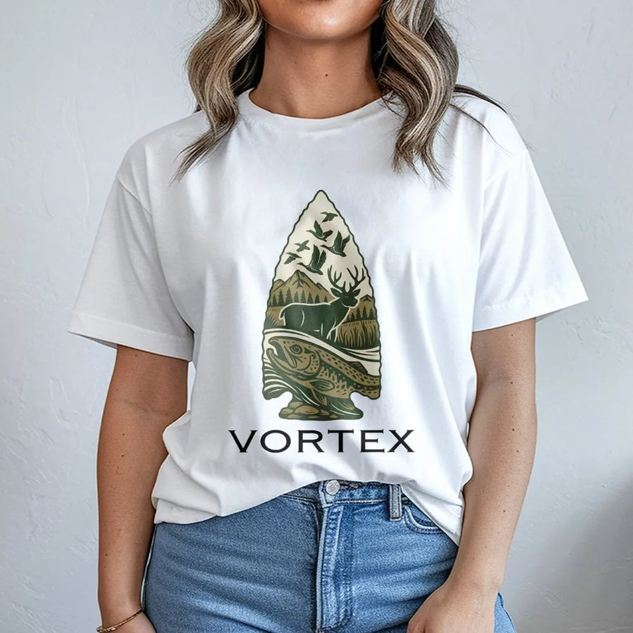 Arrowhead Hunting T-Shirt | Deer And Bass Wildlife Graphic | Premium Cotton Adventure Apparel | Gift For Outdoorsman And Fisherman