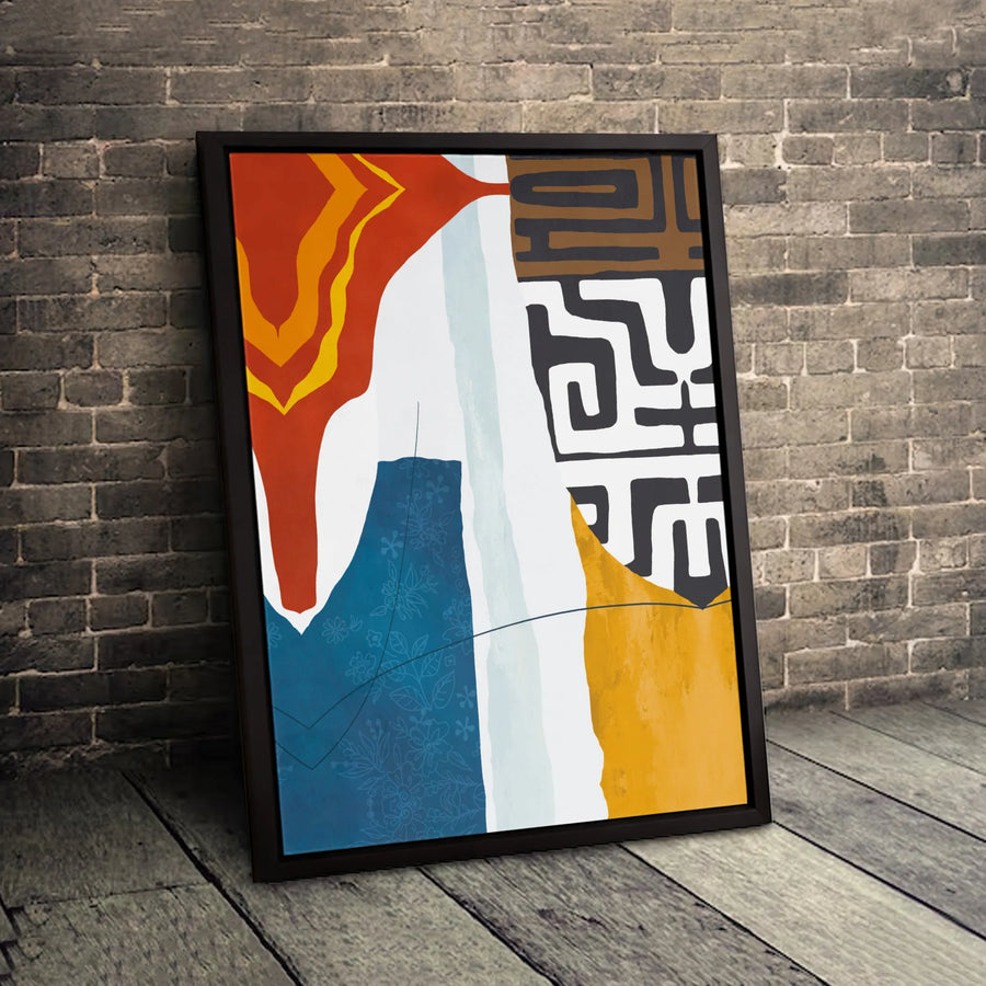 Abstract Tribal Wall Art | Modern African Geometric & Botanical Canvas Print | Premium Gallery Wrapped Decor | Unique Living Room Gift