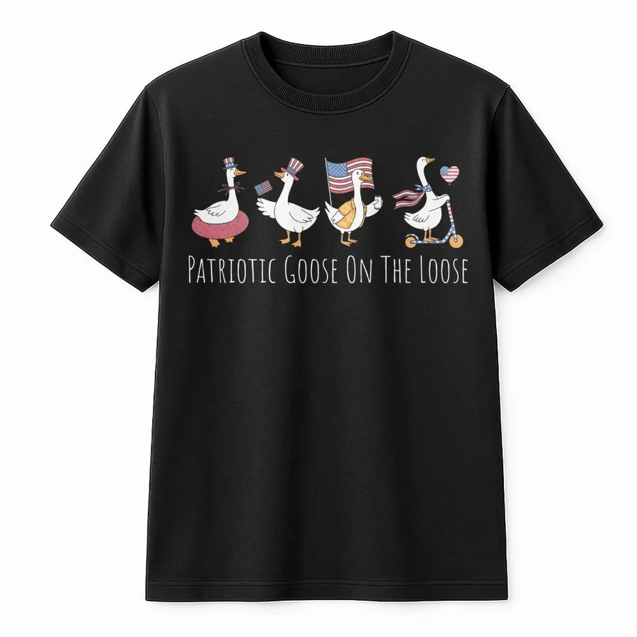 Silly Goose 4th of July T-Shirt | Patriotic Goose On The Loose Graphic | Premium Cotton Blend | Unisex Independence Day Party Gift