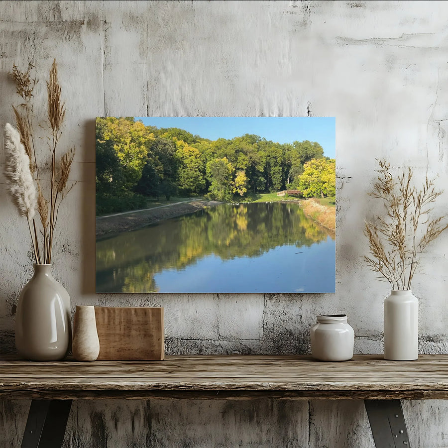 Serene Lake Landscape Canvas | Calm Water Reflection Print | Premium Thick Gallery Wrap | Living Room Office Decor Gift