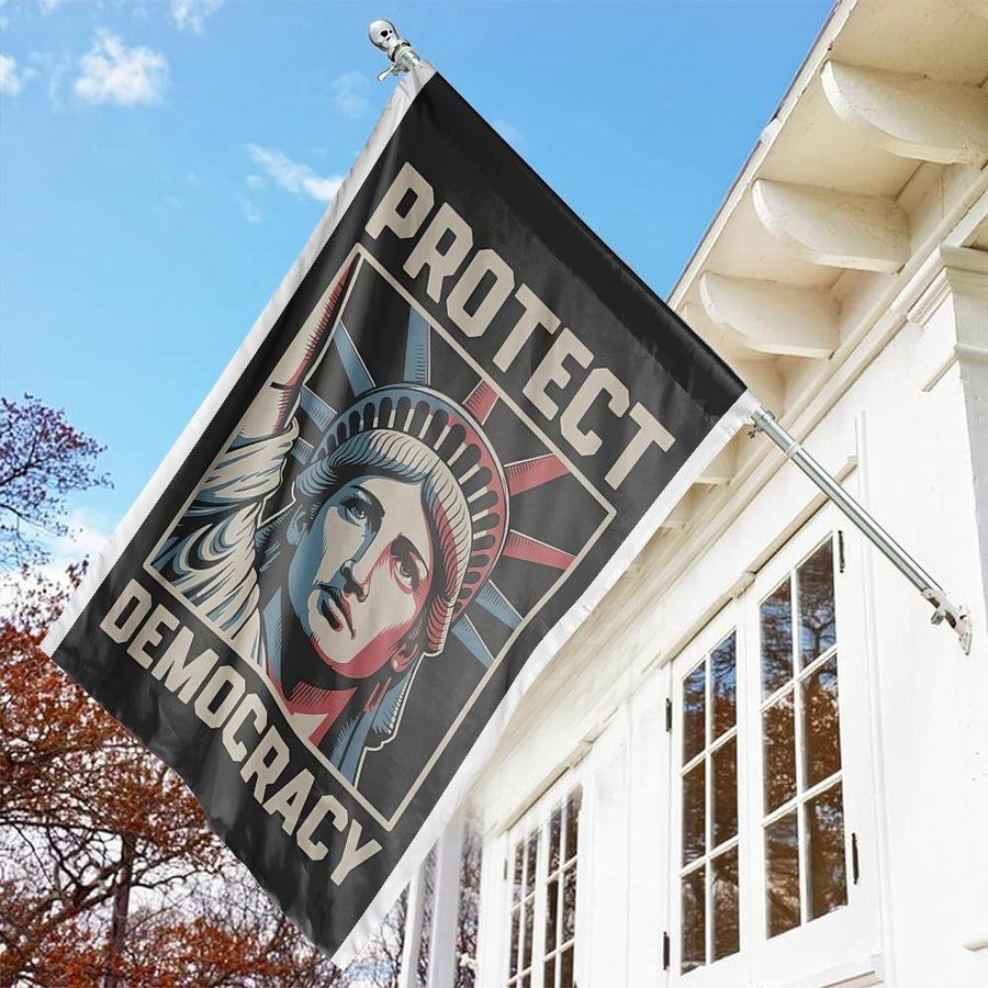 Protect Democracy Flag | Statue of Liberty House Banner | Premium Double-Sided Polyester | Patriotic Home Decor Gift
