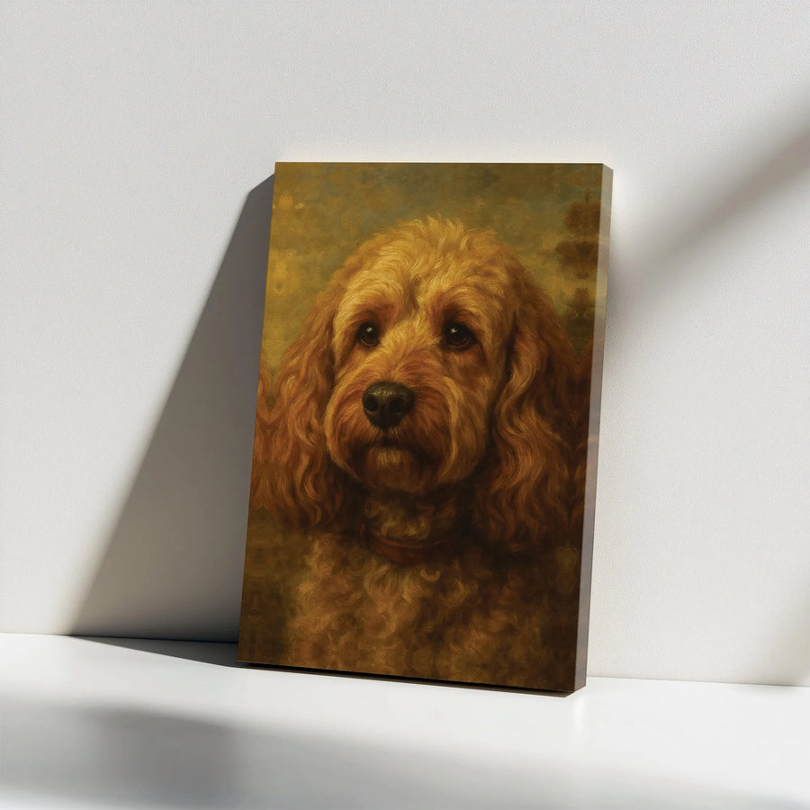 Cockapoo Painting Canvas Art | Classic Oil Painting Style Vintage Portrait | Premium Gallery Wrapped Canvas | Gift for Cockapoo Owner & Dog Lovers