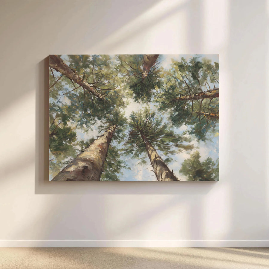 Forest Canopy Wall Art | Worms-Eye View Nature Landscape | Premium Gallery Wrap Canvas | Modern Home Decor Gift