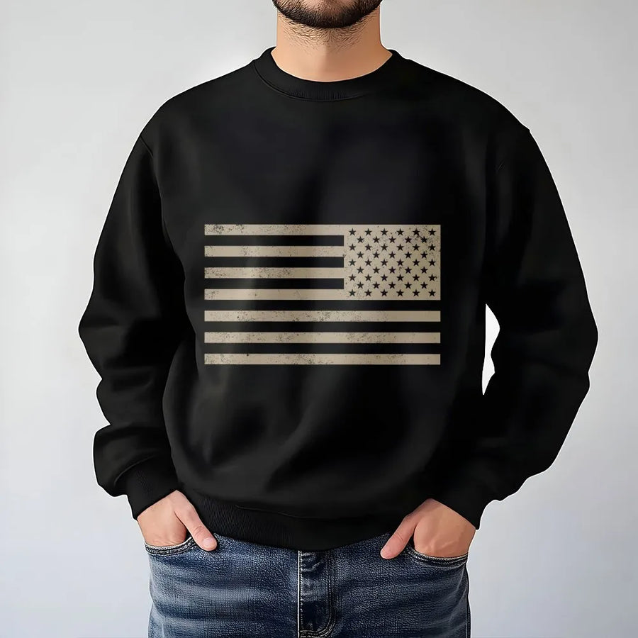 American Flag Sweatshirt | Distressed US Flag Graphic | Premium Cotton Blend | Unisex Patriotic Pullover Gift