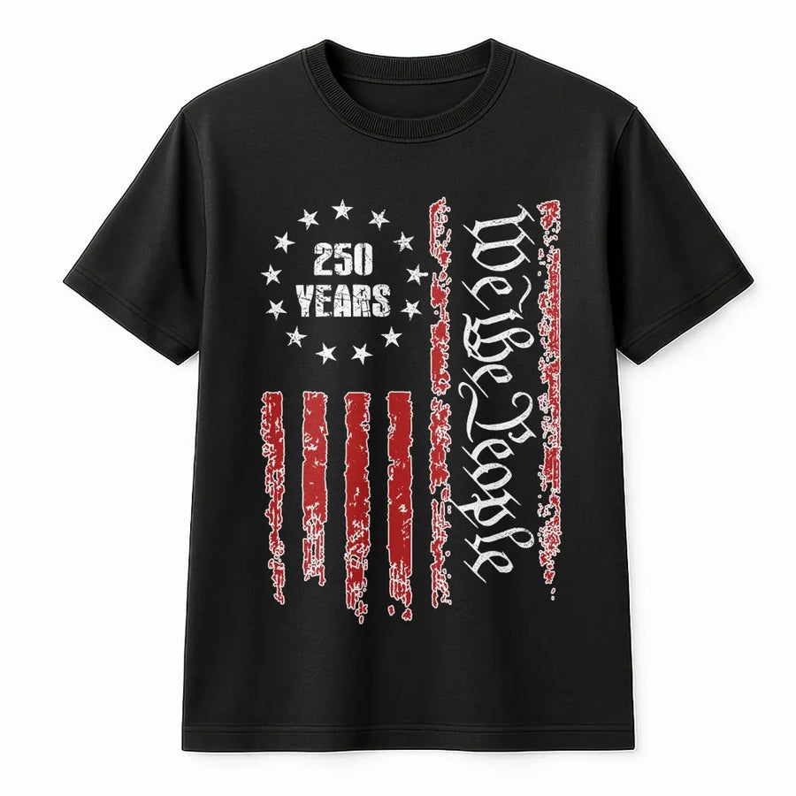 USA 250th Anniversary T-Shirt | We The People Distressed Flag Graphic | Soft Cotton Blend | Patriotic Collector's Gift 1776-2026