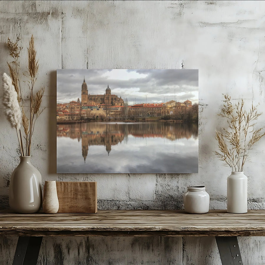 Salamanca Cathedral Canvas Print | Tormes River Cityscape Art | Premium Gallery Wrap Wall Decor | Spanish Travel Architecture Gift