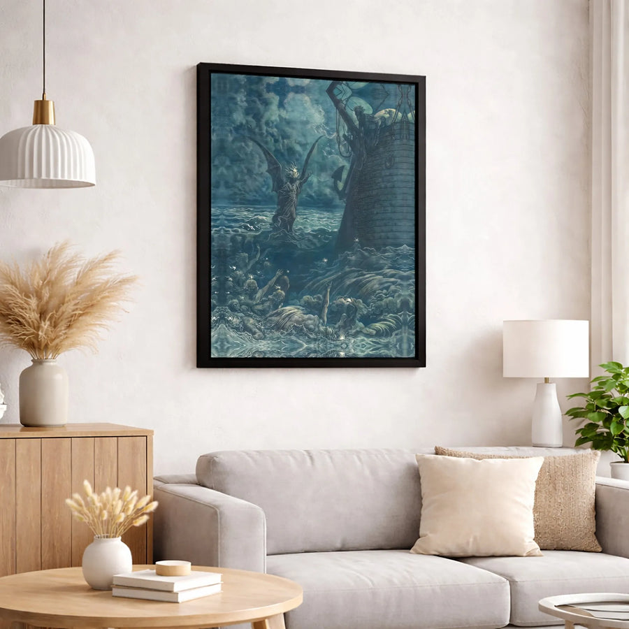 Gustave Doré The Deluge Canvas Art | Vintage Biblical Masterpiece Print | Gallery Wrapped 1.25-inch Profile | Dramatic Religious Wall Decor