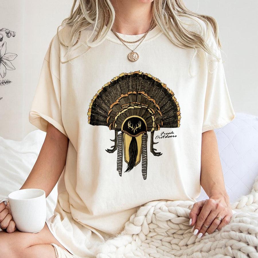 Turkey Hunting T-Shirt | Antler Fan Graphic Design | Premium Cotton Apparel | Gift for Hunters and Outdoorsmen